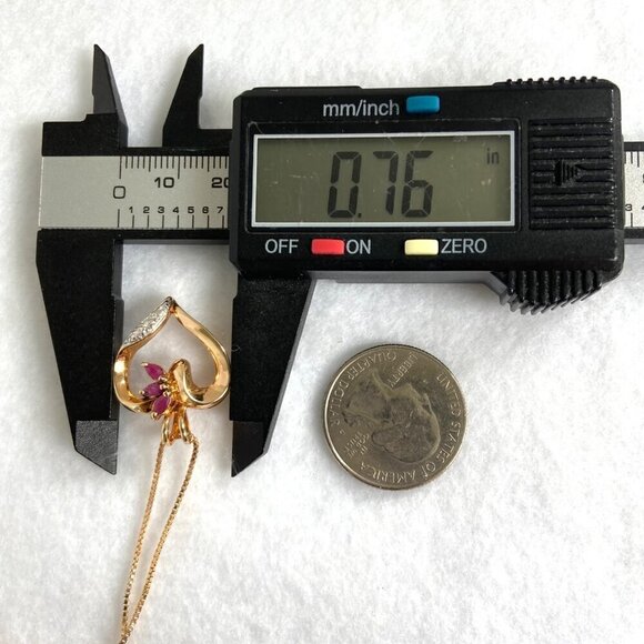 Ross-Simons Gold Vermeil Sterling Silver 925 Ruby Open Heart Pendant Necklace - Picture 15 of 16